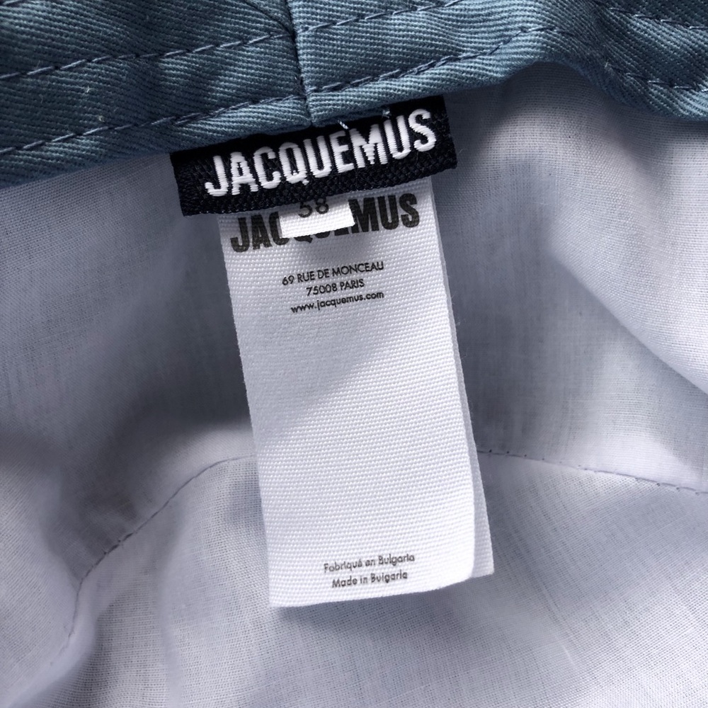 Jacquemus Blue Denim Bucket Hat with Frayed Trim - Picture 5 of 5